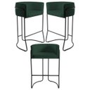 Ver imagem 1 de Kit 3 Banquetas Decorativas Base Aço Preto Betina C-117 Linho Verde - Domi
