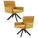 Ver imagem 1 de Kit 2 Poltronas Decorativas Giratórias Base Eiffel Preto Angel B-279 Veludo Amarelo- Domi