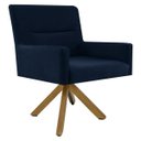 Ver imagem 1 de Poltrona Decorativa Sala de Estar Giratória Base Giromad Madeira Angel B-304 Veludo Azul - Domi