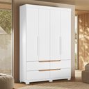 Ver imagem 2 de Guarda Roupa Solteiro Doble 4 Portas e 4 Gavetas Flex Freijó/branco - Móveis Albatroz