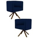 Ver imagem 1 de Kit 2 Poltronas Decorativas Base Giromad Madeira Betina B-304 Veludo Azul Marinho - Domi