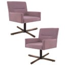 Ver imagem 1 de Kit 2 Poltronas Decorativas Giratórias Base Xis Madeira Angel B-305 Veludo Rosa - Domi