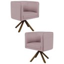 Ver imagem 1 de Kit 2 Poltronas Decorativas Base Giromad Madeira Betina B-305 Veludo Rosê - Domi