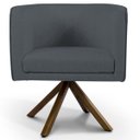 Ver imagem 2 de Poltrona Decorativa Sala de Estar Giratória Base Giromad Madeira Betina C-03 Corano Cinza - Domi