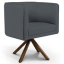 Ver imagem 1 de Poltrona Decorativa Sala de Estar Giratória Base Giromad Madeira Betina C-03 Corano Cinza - Domi