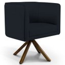 Ver imagem 1 de Poltrona Decorativa Sala de Estar Giratória Base Giromad Madeira Betina C-05 Corano Preto - Domi