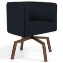 Ver imagem 1 de Poltrona Decorativa Sala de Estar Giratória Base Ka Madeira Betina C-05 Corano Preto - Domi