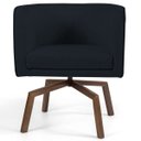 Ver imagem 2 de Poltrona Decorativa Sala de Estar Giratória Base Ka Madeira Betina C-05 Corano Preto - Domi