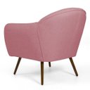 Ver imagem 4 de Poltrona Decorativa Sala de Estar Nina Pés Palito Madeira C-105 Linho Rosê - Domi