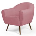 Ver imagem 1 de Poltrona Decorativa Sala de Estar Nina Pés Palito Madeira C-105 Linho Rosê - Domi
