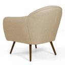 Ver imagem 4 de Poltrona Decorativa Sala de Estar Nina Pés Palito Madeira C-129 Linho Bege Escuro - Domi