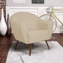Ver imagem 2 de Poltrona Decorativa Sala de Estar Nina Pés Palito Madeira C-129 Linho Bege Escuro - Domi