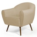 Ver imagem 1 de Poltrona Decorativa Sala de Estar Nina Pés Palito Madeira C-129 Linho Bege Escuro - Domi
