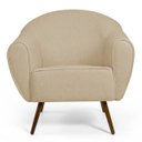 Ver imagem 3 de Poltrona Decorativa Sala de Estar Nina Pés Palito Madeira C-129 Linho Bege Escuro - Domi