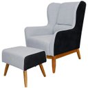 Ver imagem 1 de Poltrona Decorativa Sala de Estar Base Madeira e Puff Milena C-05 C-315 - Domi