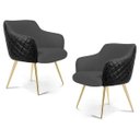 Ver imagem 1 de Kit 2 Poltronas Decorativas Jade Pés Alumínio C-416 Corano Tressê Linho Cinza Escuro - Domi