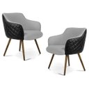 Ver imagem 1 de Kit 2 Poltronas Decorativas Jade Pés Palito Madeira C-315 Corano Tressê Linho Cinza Claro - Domi