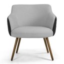Ver imagem 3 de Kit 2 Poltronas Decorativas Jade Pés Palito Madeira C-315 Corano Tressê Linho Cinza Claro - Domi