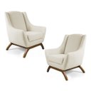 Ver imagem 1 de Kit 2 Poltronas Decorativas Juliet Base de Madeira B-309 Veludo Bege - Domi