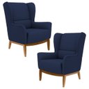 Ver imagem 1 de Kit 2 Poltronas Decorativas Base Manu Madeira Milena B-287 Veludo Marinho - Domi
