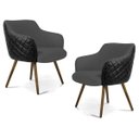 Ver imagem 1 de Kit 2 Poltronas Decorativas Jade Pés Palito Madeira C-416 Corano Tressê Linho Cinza Escuro -