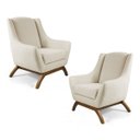 Ver imagem 1 de Kit 2 Poltronas Decorativas Juliet Base de Madeira C-107 Linho Bege - Domi