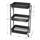 Ver imagem 3 de Carrinho Organizador Multiuso 3 Prateleiras Aço com Rodinhas:PRETO