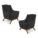 Ver imagem 1 de Kit 2 Poltronas Decorativas Juliet Base de Madeira C-465 Linho Chumbo - Domi