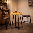 Ver imagem 4 de Mesa Bistrô Redonda em Madeira Maciça com Base de Ferro – 60 Cm