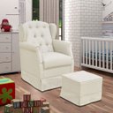 Ver imagem 2 de Poltrona de Amamentação com Balanço e Puff Lívia Linho Bege - Phoenix