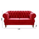 Ver imagem 3 de Sofá Chesterfield Capitonê Elisabeth Duquesa 2 Lugares - Suede Vermelho