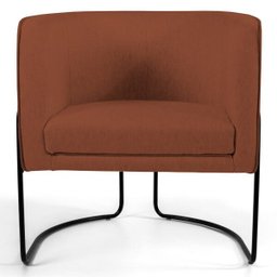 Poltrona Decorativa Sala de Estar Base Aço Betina B-235 Linho Laranja - Domi - 2