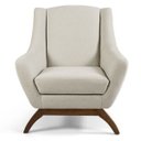 Ver imagem 2 de Poltrona Decorativa Sala de Estar Juliet Base de Madeira B-370 Linho Bege Cru - Domi