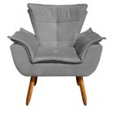 Ver imagem 2 de Kit 2 Poltronas Decorativas Pés Palito com Puff Opla Suede Grafite - Ibiza