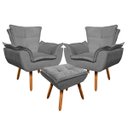 Ver imagem 1 de Kit 2 Poltronas Decorativas Pés Palito com Puff Opla Suede Grafite - Ibiza