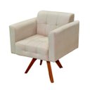 Ver imagem 2 de Kit 2 Poltronas Decorativas Sala de Estar Base Madeira Giratória Ana Suede Bege - Ibiza