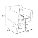 Ver imagem 4 de Kit 2 Poltronas Decorativas Sala de Estar Base Madeira Giratória Ana Suede Bege - Ibiza