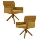 Ver imagem 1 de Kit 2 Poltronas Decorativas Giratórias Base Giromad Madeira Angel B-260 Veludo Mostarda - Domi
