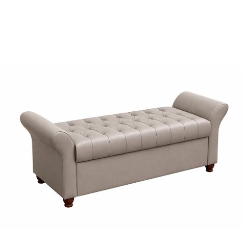 Puff Baú 160cm Charles Courino Cinza - Sallar Home
