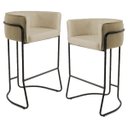 Ver imagem 5 de Kit 2 Banquetas Decorativas Base Aço Preto Betina C-129 Linho Bege Areia - Domi