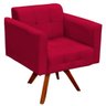 Poltrona Decorativa Sala de Estar Base Madeira Giratória Ana Suede Vermelho - Ibiza - 1