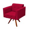 Poltrona Decorativa Sala de Estar Base Madeira Giratória Ana Suede Vermelho - Ibiza - 2