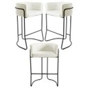 Ver imagem 1 de Kit 3 Banquetas Decorativas Base Aço Preto Betina B-309 Veludo Bege - Domi