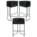 Ver imagem 1 de Kit 3 Banquetas Decorativas Base Aço Preto Betina C-05 Corano Black - Domi