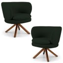 Ver imagem 1 de Kit 2 Poltronas Decorativas Melissa Base Giromad Giratória B-303 Veludo Verde Musgo - Domi