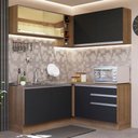 Ver imagem 1 de Armário de Cozinha Completa de Canto 329cm Rustic Preto Glamy Madesa 02