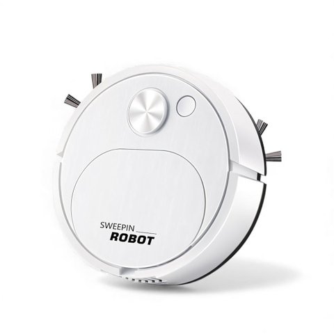 Mini Robô Aspirador No.8088 Limpeza Automática Recarregável Usb Aspirador de Pó - Branco