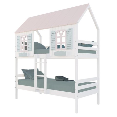 Beliche Casinha Bela - Madeira Maciça Branco/rosa/verde | Housin