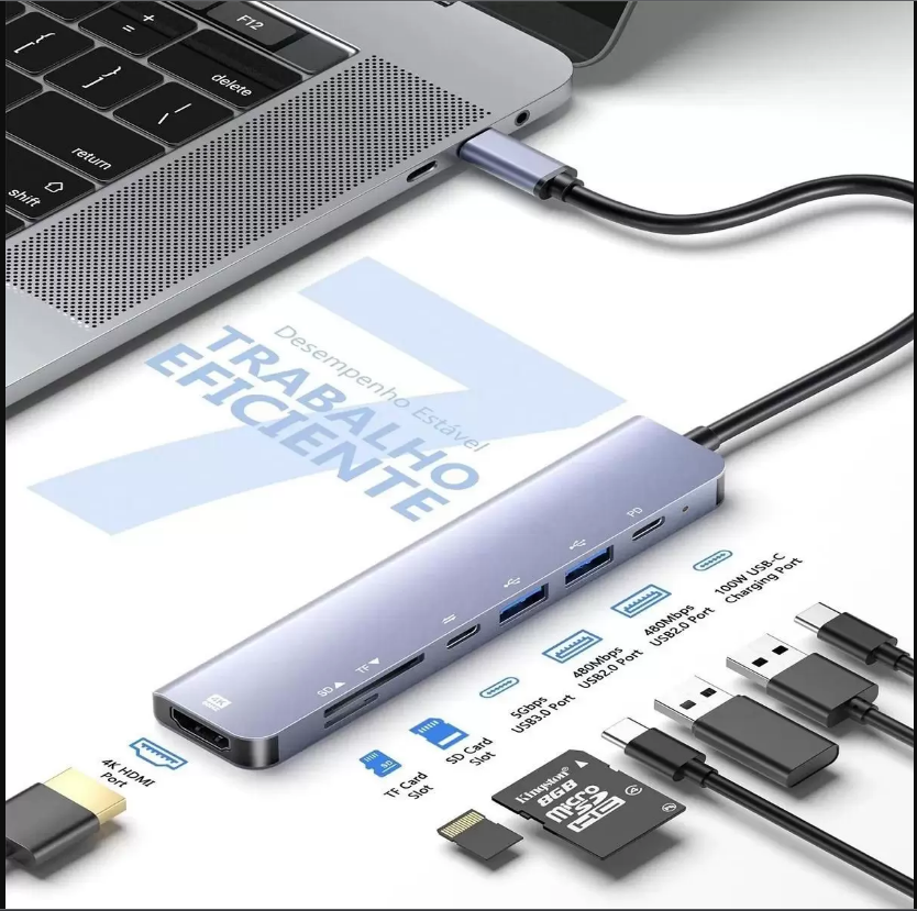 Hub adaptador Aula UC-902 USB-C HDMI4k/microsd/sdcard/usb 3.0 - 2