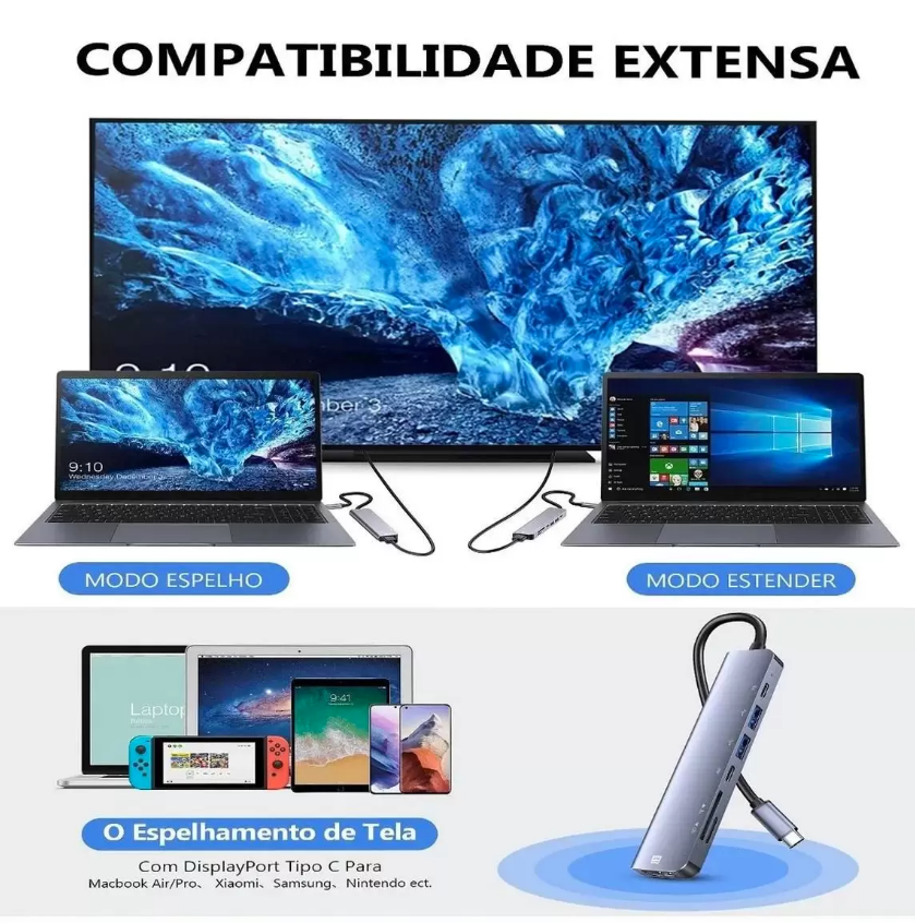 Hub adaptador Aula UC-902 USB-C HDMI4k/microsd/sdcard/usb 3.0 - 5